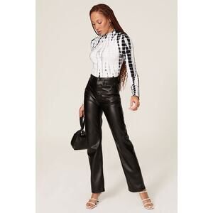 BB DAKOTA x STEVE MADDEN Black White Tie-dye Knit Mock Neck Top size Medium